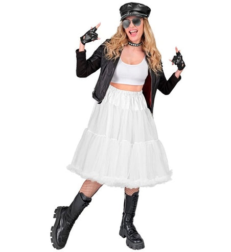 E-Carnavalskleding.nl Tulle rok met plooien/petticoat 65cm, wit Joep