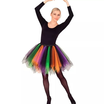 E-Carnavalskleding.nl Tutu paars/groen/oranje Nora