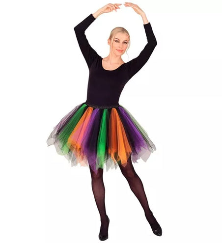E-Carnavalskleding.nl Tutu paars/groen/oranje Nora