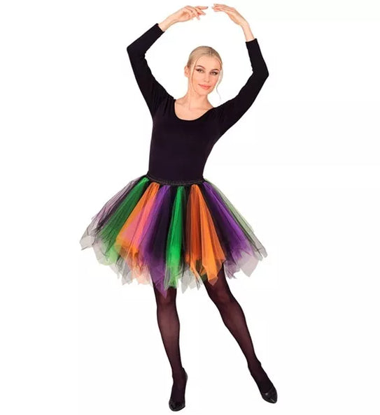E-Carnavalskleding.nl Tutu paars/groen/oranje Nora