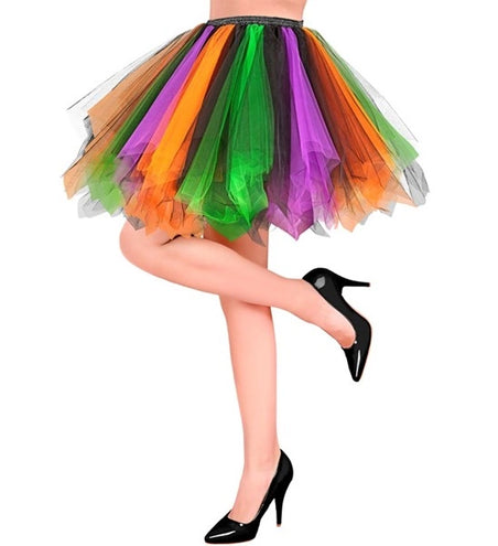 E-Carnavalskleding.nl Tutu paars/groen/oranje Nora