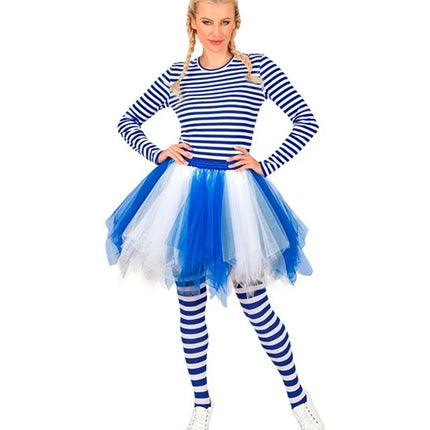 E-Carnavalskleding.nl Tutu wit/blauw Timo