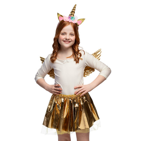 E-Carnavalskleding.nl Unicorn eenhoorn verkleed set goud