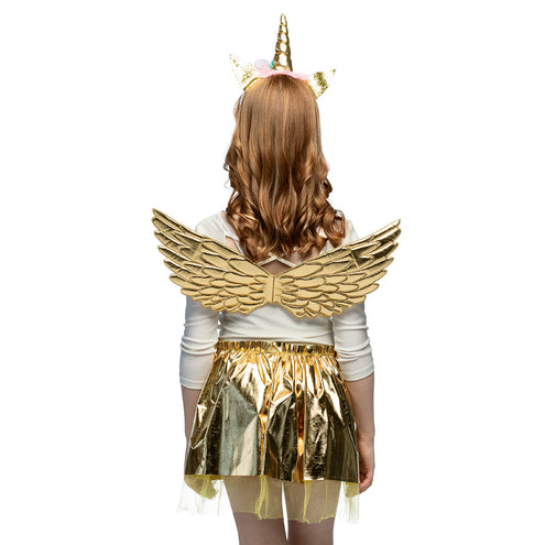 E-Carnavalskleding.nl Unicorn eenhoorn verkleed set goud