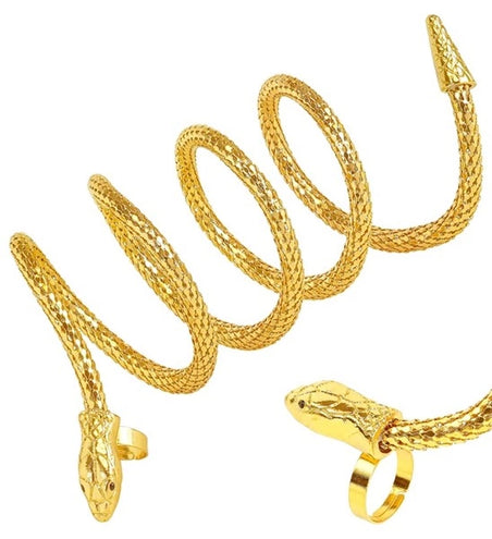 E-Carnavalskleding.nl Vinger armband slang goud Teun