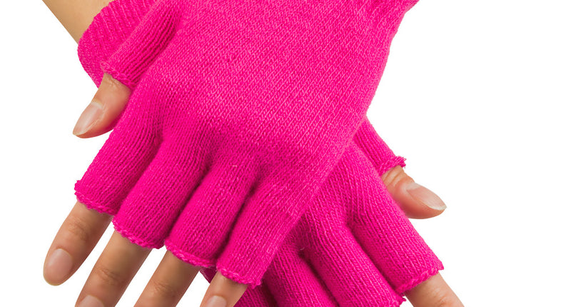 E-Carnavalskleding.nl Vingerloze handschoenen neon roze