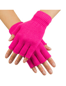 E-Carnavalskleding.nl Vingerloze handschoenen neon roze