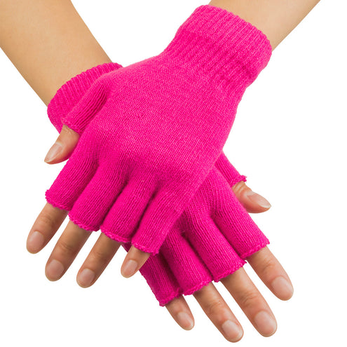 E-Carnavalskleding.nl Vingerloze handschoenen neon roze