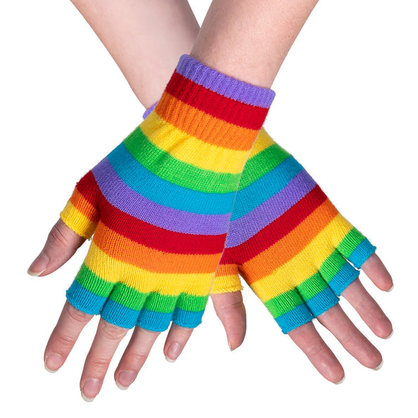 E-Carnavalskleding.nl Vingerloze handschoenen regenboog