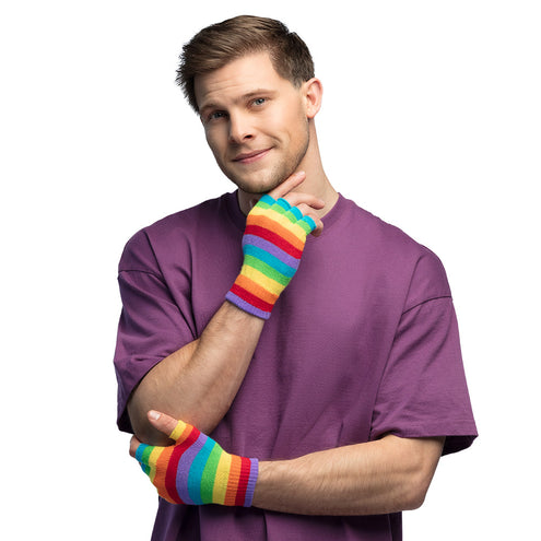 E-Carnavalskleding.nl Vingerloze handschoenen regenboog