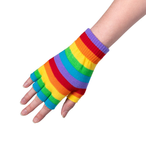 E-Carnavalskleding.nl Vingerloze handschoenen regenboog