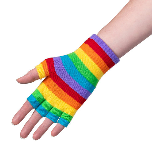 E-Carnavalskleding.nl Vingerloze handschoenen regenboog