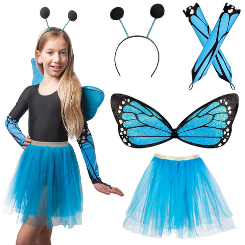 E-Carnavalskleding.nl Vlinder verkleed set blauw kind