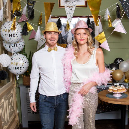 E-Carnavalskleding.nl Vlinderstrik goud pailletten glitter