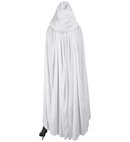 E-Carnavalskleding.nl Wit fluwelen cape met kap 140cm Bente