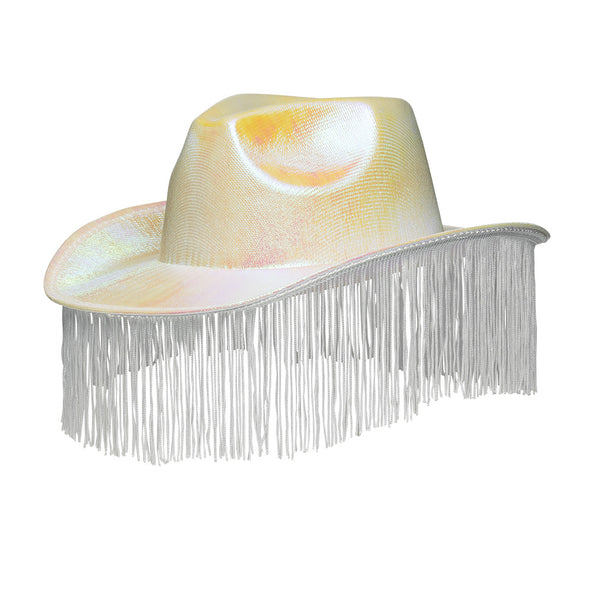 E-Carnavalskleding.nl Witte cowboyhoed met franjes Fabulous
