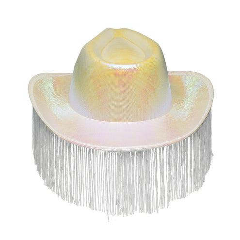 E-Carnavalskleding.nl Witte cowboyhoed met franjes Fabulous