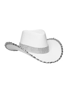 E-Carnavalskleding.nl Witte cowboyhoed met glitters