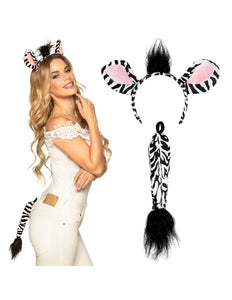 E-Carnavalskleding.nl Zebra oren en staart set