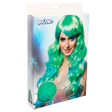 E-Carnavalskleding.nl Zeemeermin pruik aqua groen blauw