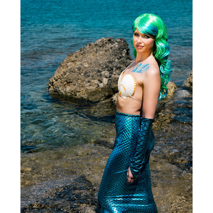 E-Carnavalskleding.nl Zeemeermin pruik aqua groen blauw
