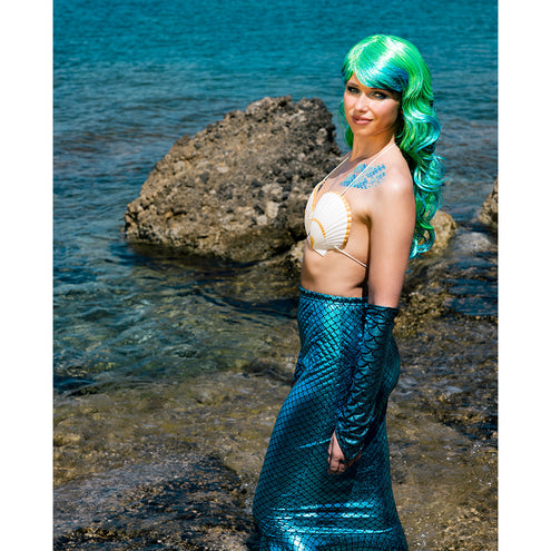 E-Carnavalskleding.nl Zeemeermin pruik aqua groen blauw