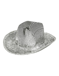 E-Carnavalskleding.nl Zilveren cowboyhoed glitter Texas
