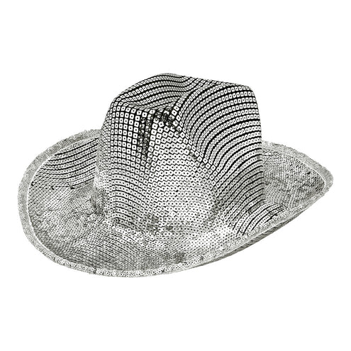 E-Carnavalskleding.nl Zilveren cowboyhoed glitter Texas