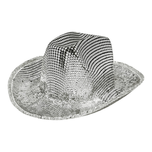 E-Carnavalskleding.nl Zilveren cowboyhoed glitter Texas