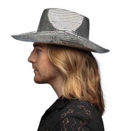 E-Carnavalskleding.nl Zilveren cowboyhoed glitter Texas