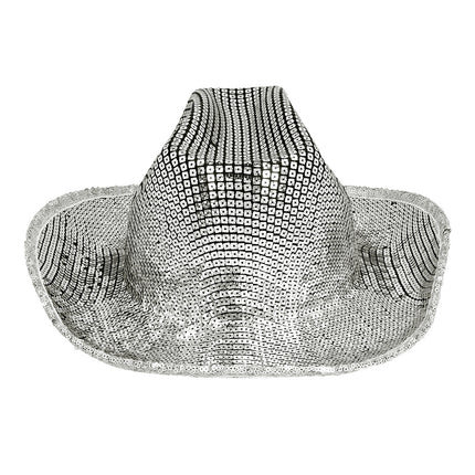 E-Carnavalskleding.nl Zilveren cowboyhoed glitter Texas