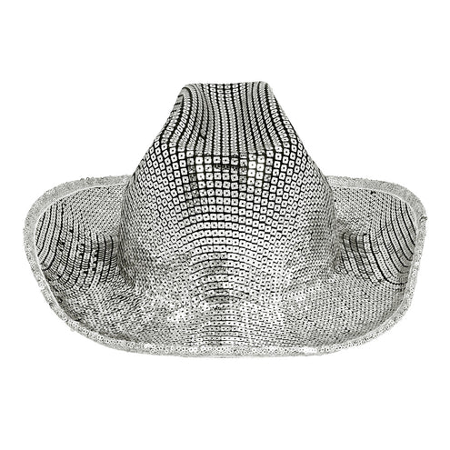 E-Carnavalskleding.nl Zilveren cowboyhoed glitter Texas