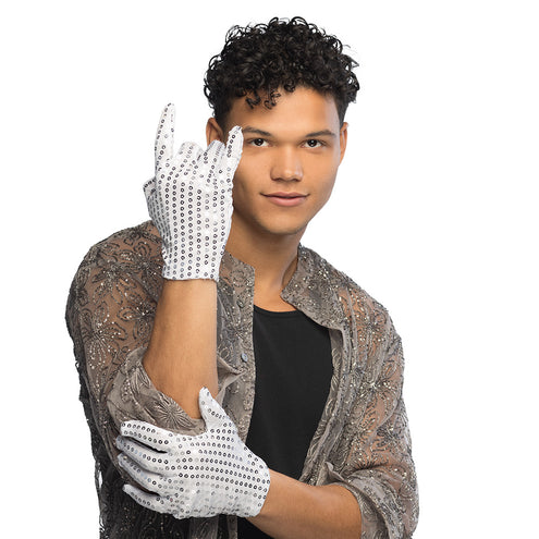 E-Carnavalskleding.nl Zilveren handschoenen pailletten Sequins