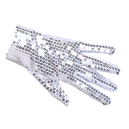 E-Carnavalskleding.nl Zilveren handschoenen pailletten Sequins