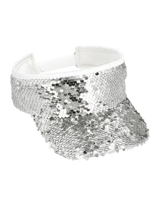 E-Carnavalskleding.nl Zilveren zonneklep glitter pailletten