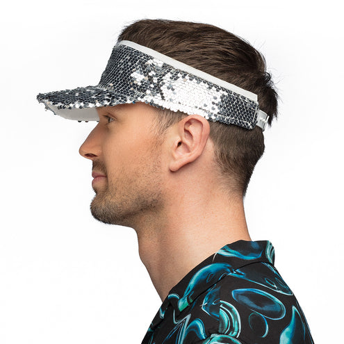 E-Carnavalskleding.nl Zilveren zonneklep glitter pailletten