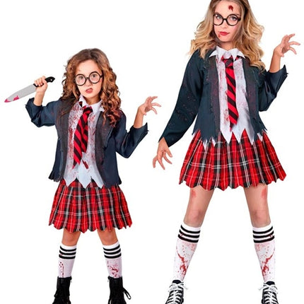 E-Carnavalskleding.nl Zombie schoolmeisje kostuum Emma kinderen