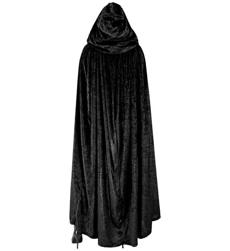 E-Carnavalskleding.nl Zwart fluwelen cape met kap 140cm Olivia