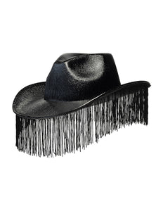 E-Carnavalskleding.nl Zwarte cowboyhoed met franjes Fabulous
