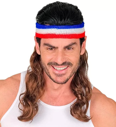 E-Carnavalskleding.nl Zweetband met haar rood/wit/blauw Pim