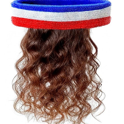 E-Carnavalskleding.nl Zweetband met haar rood/wit/blauw Pim