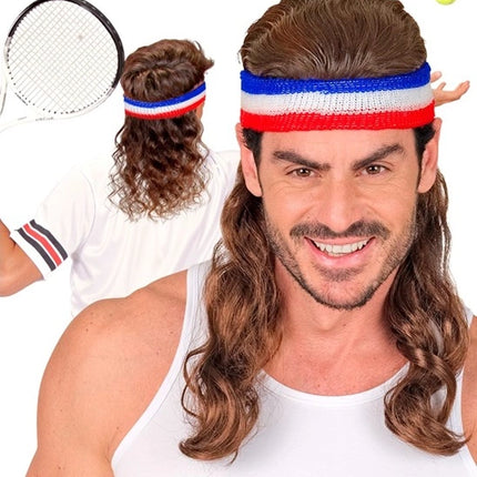 E-Carnavalskleding.nl Zweetband met haar rood/wit/blauw Pim
