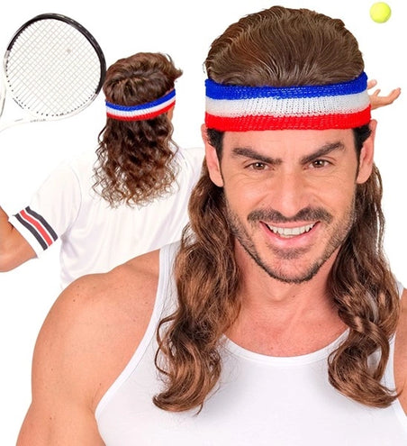 E-Carnavalskleding.nl Zweetband met haar rood/wit/blauw Pim