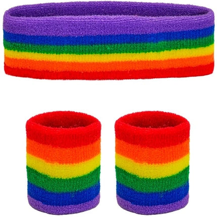 E-Carnavalskleding.nl Zweetband set regenboog Lynn