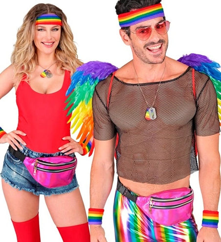 E-Carnavalskleding.nl Zweetband set regenboog Lynn