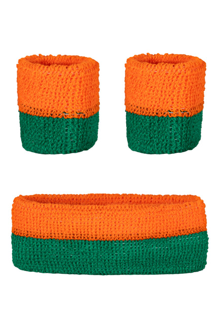 E-Carnavalskleding.nl Zweetbandjes set oranje groen Kruikenstad