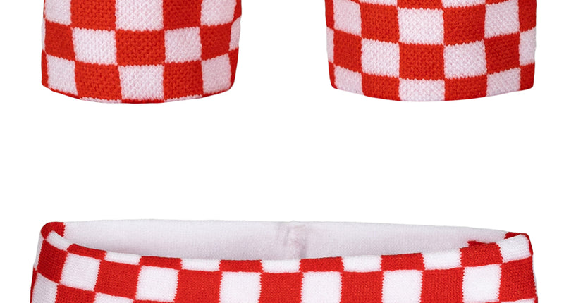 E-Carnavalskleding.nl Zweetbandjes set rood wit geblokt Brabant