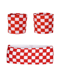 E-Carnavalskleding.nl Zweetbandjes set rood wit geblokt Brabant