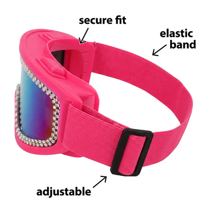 Elastieken neonroze band met zwarte schuifgesp van de party skibril Rave