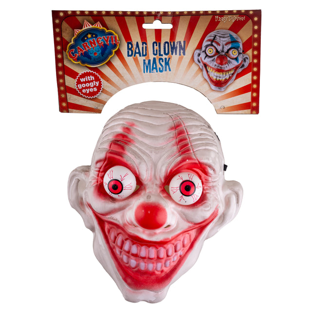 Evil clown masker halloween met kartonnen hangkaart en zijelastiek voor Halloween